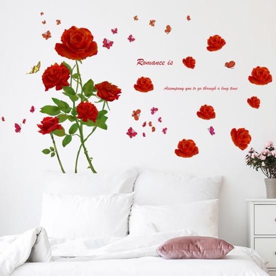 1 sett Veggklistremerke Vanntett selvklebende Rød Rose Blomstermønster Bakgrunn Veggmaleri Hjemmeinnredning