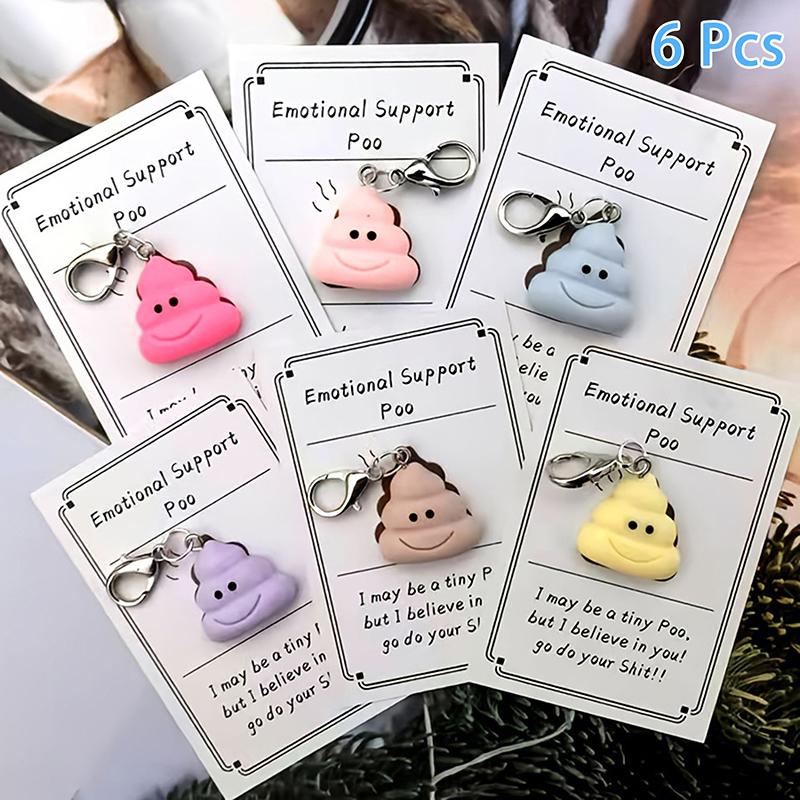 

2/6Pcs Cute Cartoon Poop Pendant Keychain Bag Charm For Men Women Creative Novelty Backpack Decoration Accessories Gifts as the picture