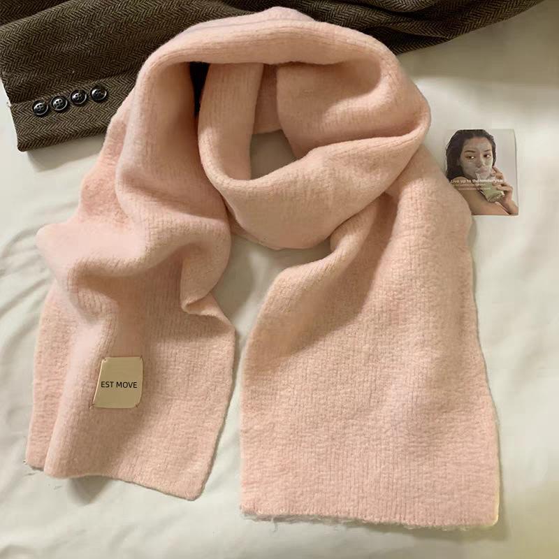 Knitted Scarf Women's Autumn and Winter Plush Scarf Korean Atmosphere New Thickened Warm Cross Wool Scarf