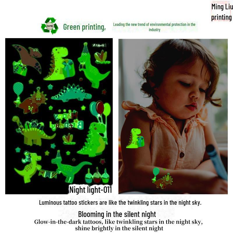 Children's Halloween Pumpkin Glow-in-the-Dark Cartoon Temporary Tattoo Stickers