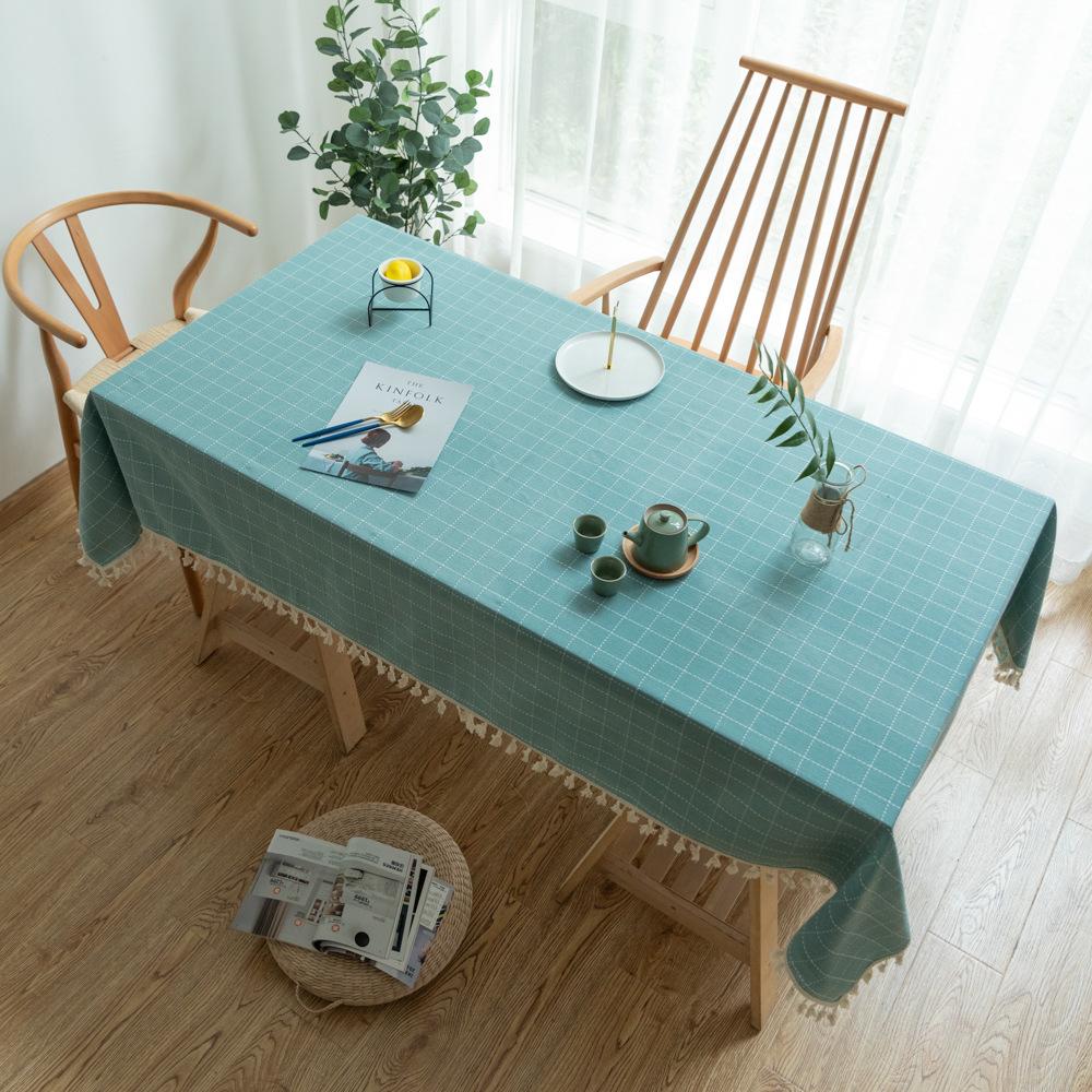 Simple Square Grid Dining Table Cloth Tablecloth Household Rectangular Coffee Table Cloth Cover Towel Can Be