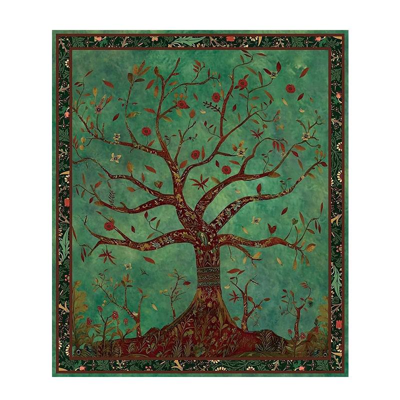 Boho Hippie Wall Tapestry Indian Bohemian Tapestry Art Decoration Retro Orange Mandala Flower Carpet Living Room Bedroom Home De