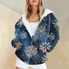 Women's Christmas Printed Sweatshirt  Winter Long Sleeve Cardigan Jacket With Pockets Zipper Hoodie Outerwear