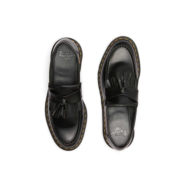Dr. Martens Adrian Yellow Stitch Leather Tassel Loafers 'Black Smooth' Men's 22209001