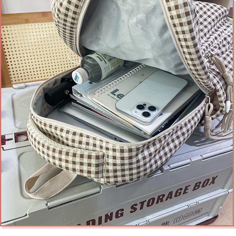 Schultasche Japanischer ins Campus Vintage Karomuster Rucksack Damen, Herbst und Winter Mittelschulmädchen High-School-Schüler Schultasche Leichtgewicht