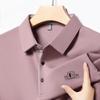 Men's Business Casual Short Sleeved Shirt with Badge Solid Color Polo Shirt Fashionable Breathable Comfortable Versatile Top