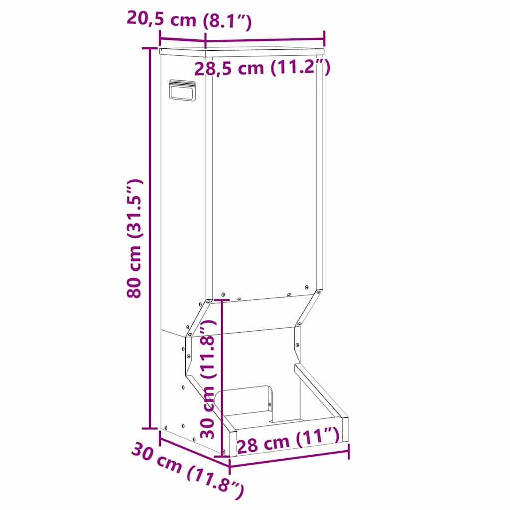 Deer Feeder Silver 28 x 30 x 80 cm Galvanized Steel