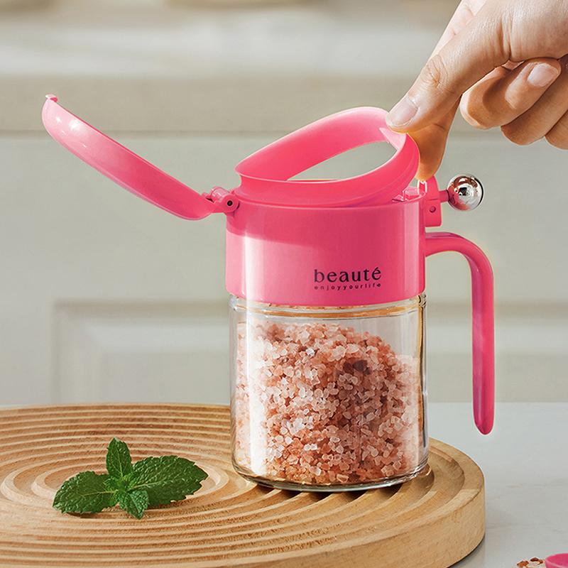 

Органайзер для приправ, стеклянные контейнеры, герметичная крышка, встроенный дозатор-ложка, бутылки для специй для кухонного ящика розы красного