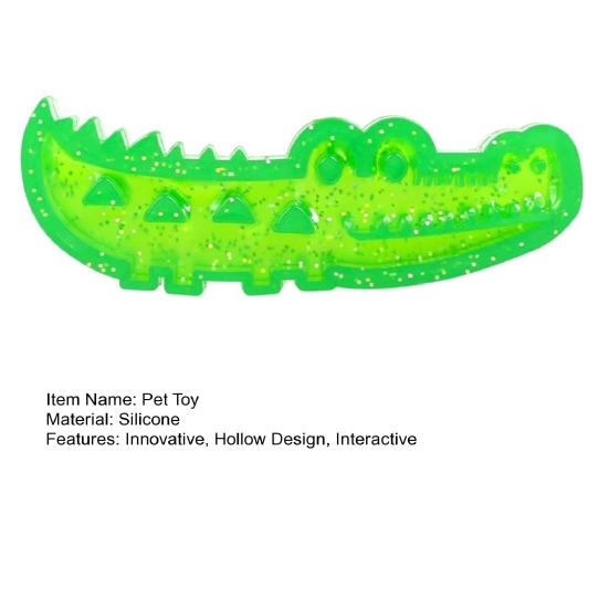 Crocodile Slow Feeder Dog Toy Silicone Puzzle Feeder with Hidden Treat Slots Outdoor Gaming Toy for Large Small Dogs