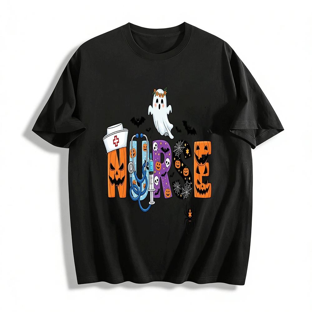 Halloween Themed Nurse Print Casual Top Pure cotton T-shirt XXS