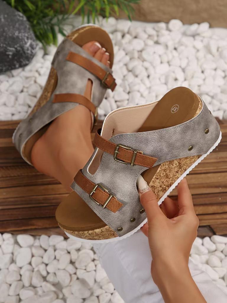 Women's Wedge Sandals Summer 2025 New Platform Wedge-heeled Sandals Plus Size Comfortable Casual Outdoor Open Toe Beach Slippers