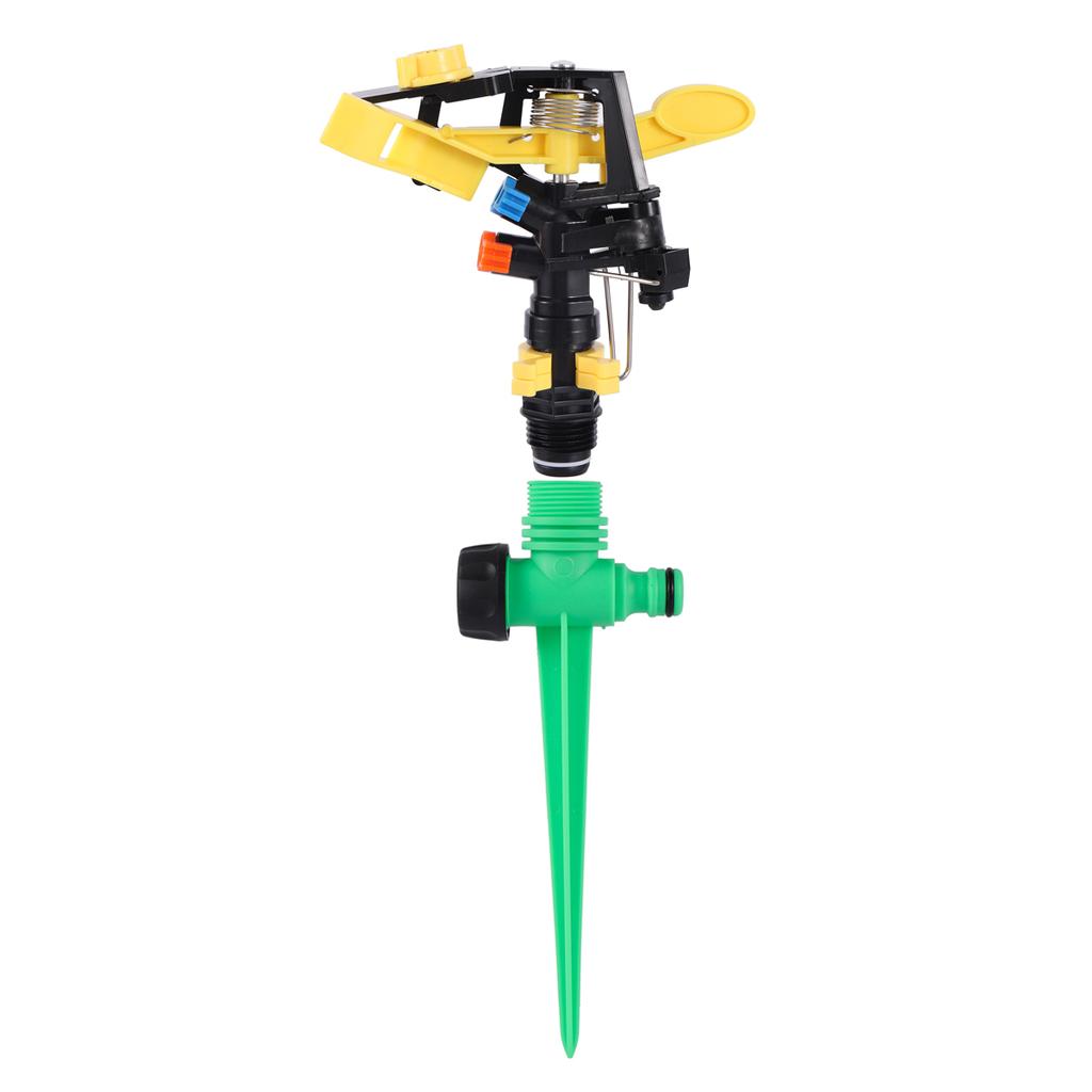 1/2" Male Thread Double Nozzle Yellow-Winged Adjustable Rocker Sprinkler With 3-Kinds Bracket Kit 360 Degree Garden Lawn Nozzle