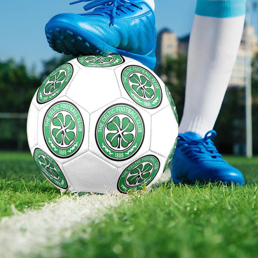 Celtic FC Size 5 Soccer Ball, Machine-Stitched PVC, Durable & High Bounce, All Ages Fit, Fan Merchandise, Matches & Outdoor Use.