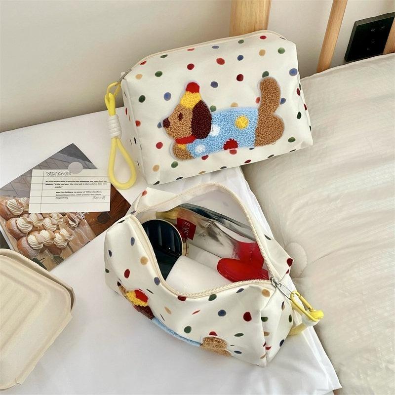 Damen Mädchen Niedlich Cartoon Bestickt Kosmetiktasche Reise Kosmetik Organizer Aufbewahrungstasche Handtasche für den täglichen Gebrauch