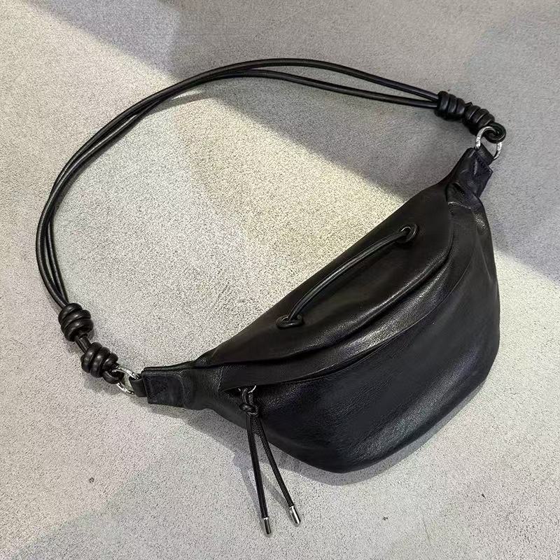 Men's and women's chest bags, trendy vegetable-tanned sheepskin waist bags, soft leather small bags, multi-functional single-shoulder crossbody