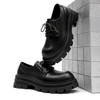 Men's Casual Thick Soled Leather Shoes Luxury Designer Casual Style Work or Office Black Thick Soled Hot Selling Shoes Derby