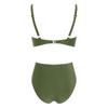Women’s High Waist Bikini Set with Front V Neck Top and Ruched Bottoms Two Piece Swimsuit for Beach Pool Swimwear