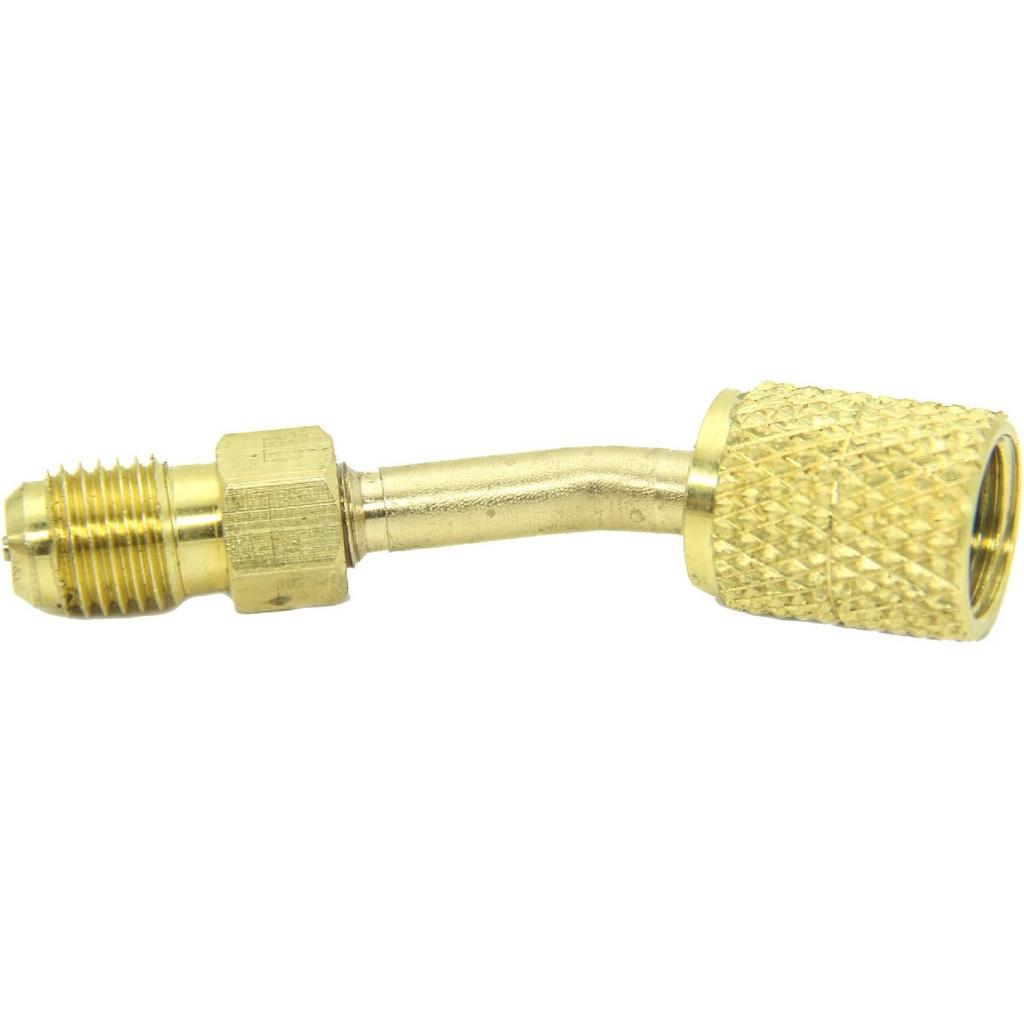Mini Split Adapter, R410A Adapter, R-410a Refrigerant Adapter, 5/16In SAE Female Quick Couplers to 1/4In SAE Male Flare, 45 Degree Charging Vacuum