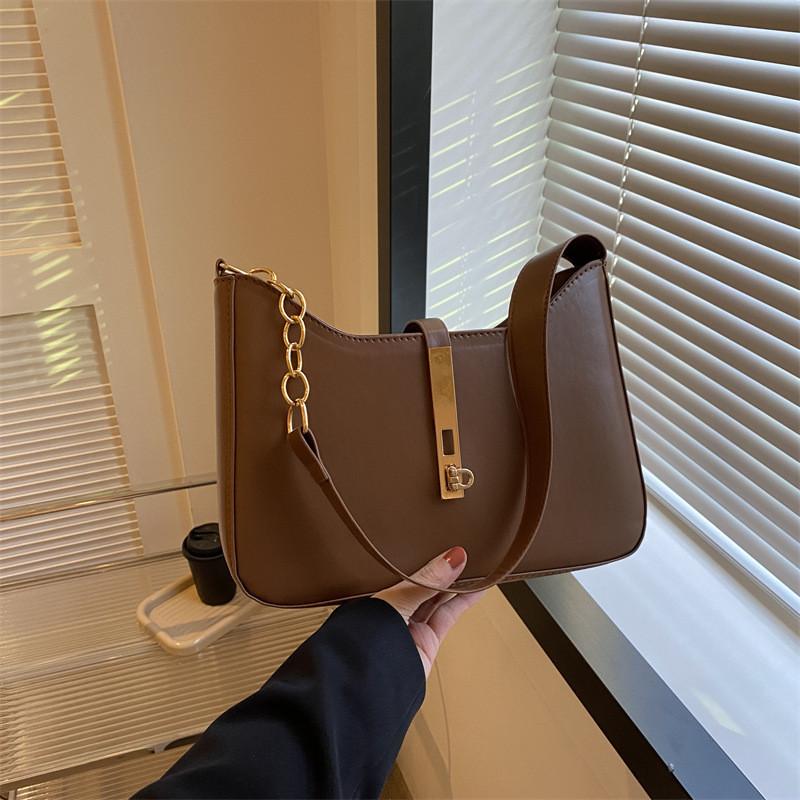 Korean Style Small Pu Handbag With Chain Strap For Daily Use