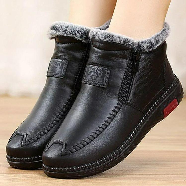 

Mother s Cotton Shoes Thickened Winter Casual Flat-bottomed Lightweight Non-slip Soft-soled Loose Warm Cotton Boots for The Elderly EU34/CN35 чёрный