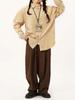 Women's Casual Trousers Plus Size Baggy Straight Wide Leg Pants Vintage Style Clothes Y2k Brown Black