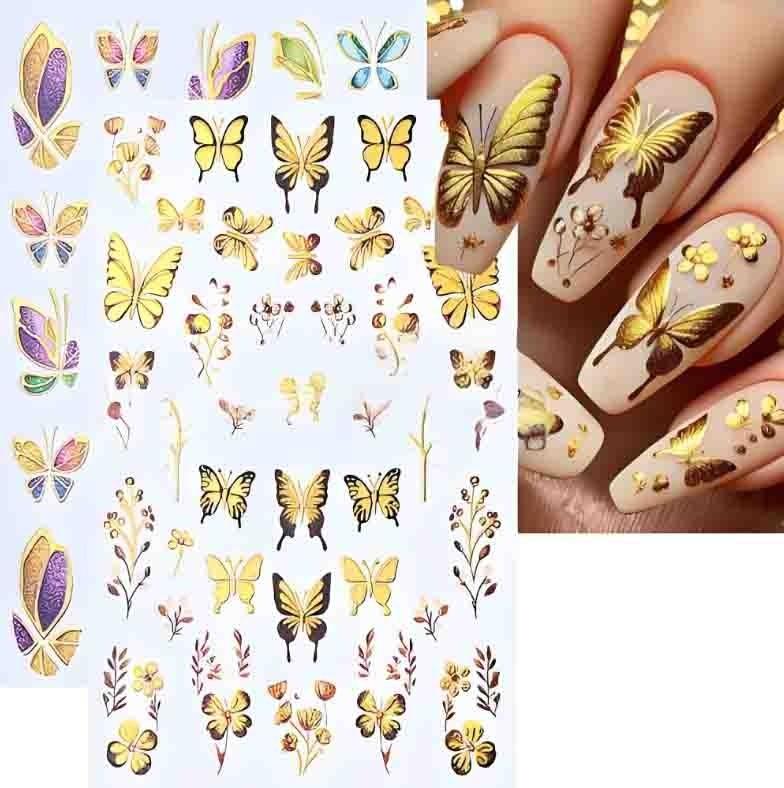 2 STK 3D Negleklistremerker Blomsterplanter Nail Art Dekaler Blomsterblad Vår Slidere Manikyr Dekor