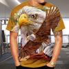 Fashion Wings Flying Eagle 3D Printed Pattern Tees Men's Trend Short Sleeve Casual T-shirt Top