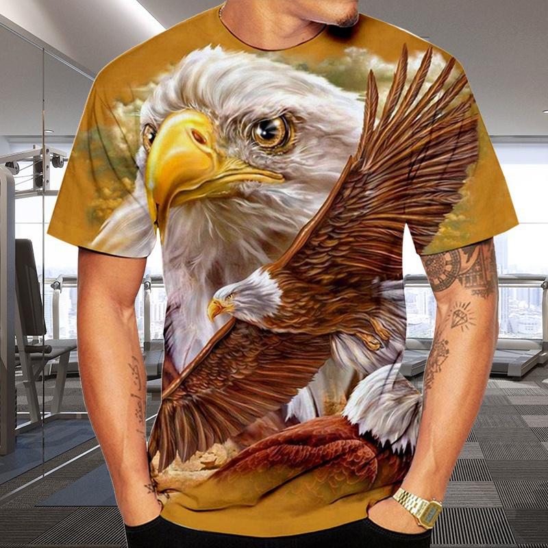Fashion Wings Flying Eagle 3D Printed Pattern Tees Men s Trend Short Sleeve Casual T-shirt Top S