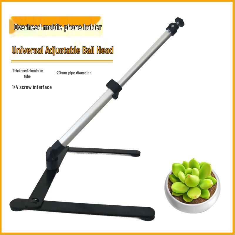 Multi-Angle Adjustable Aluminum Phone Stand for Overhead Shots and Live Streaming