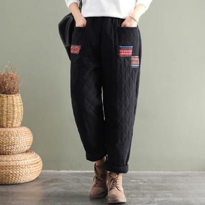 Herbst und Winter Retro-Haremshosen für Damen, gesteppt, dick, warm, locker, große Baumwollhosen, Oberbekleidung, modische Baumwollhosen