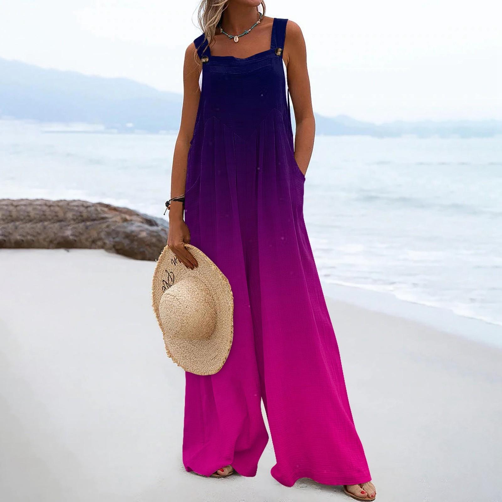 

Жіночі комбінезони Повсякденні широкі комбінезони з принтом Комбінезони з комбінезонами без рукавів на бретелях з кишенями Одяг XXL винний