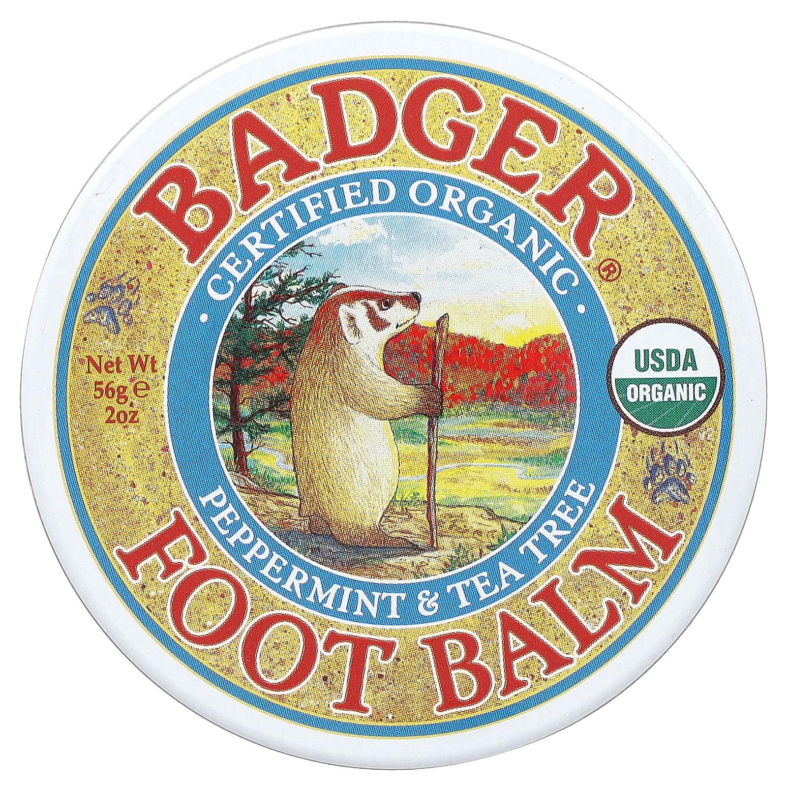 Badger, Сертифицированный органический бальзам для ног, мята и чайное дерево, 2 унции (56 г)