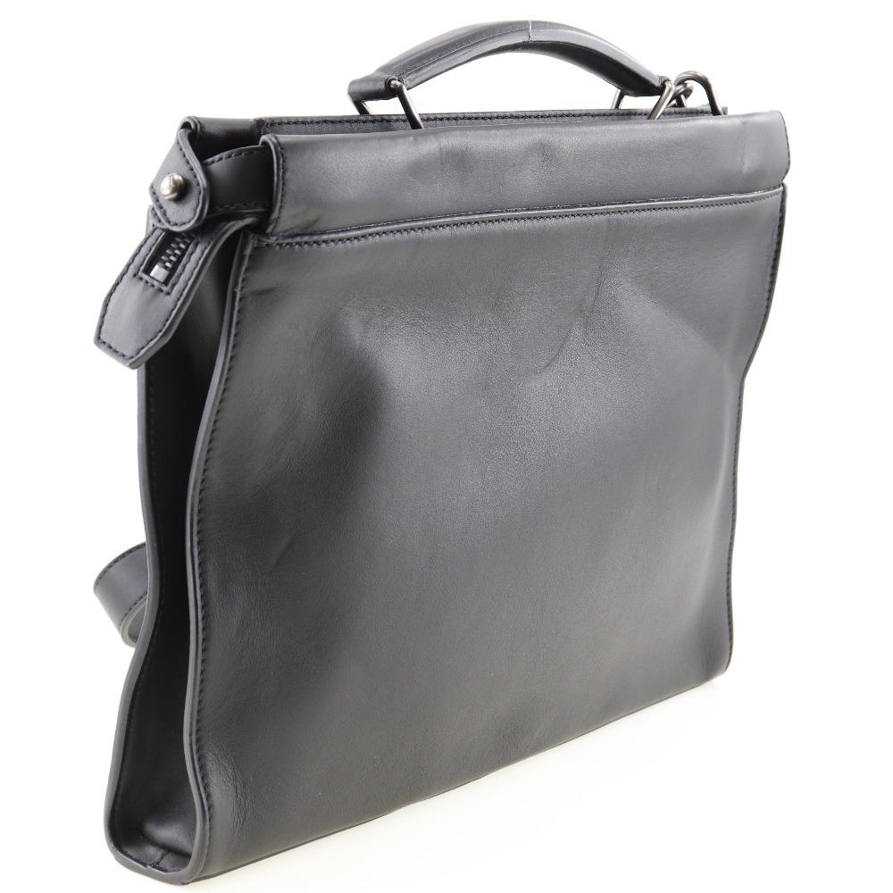 Fendi Peekaboo Business Bag Ceria 2WAYShoulder Black Calfskin Mens Used