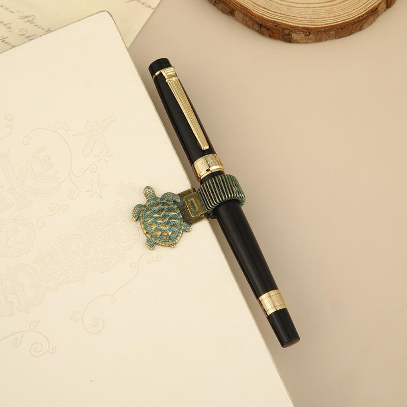 Retro Ocean Turtle Metal Pen Clip Spring Loaded Easy Install Pen Holder for Notebook Journal Student Study Stationery