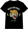 Wild And Free Tiger T Shirt Roaring Tiger Graphic Fierce Big Cat Animal Tee