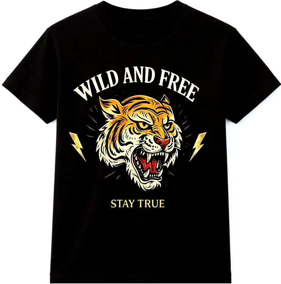 

Футболка «Дикий и Свободный Тигр» Графика с Ревющим Тигром Свирепый Крупный Кот Животное Футболка XL