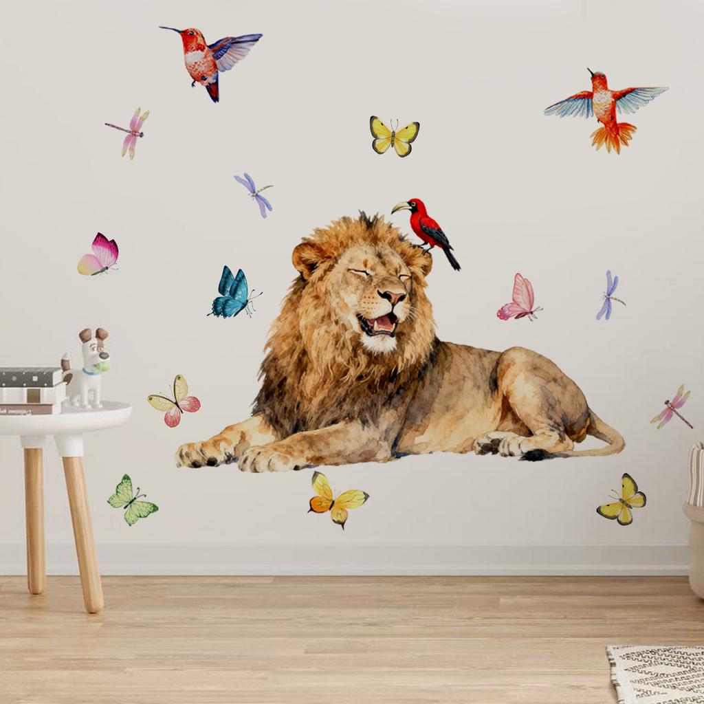 Tree Cartoon Animal Dinosaur Butterfly Wall Stickers, Living Room Bedroom Kids Room Decor, Self-Adhesive Wall Art