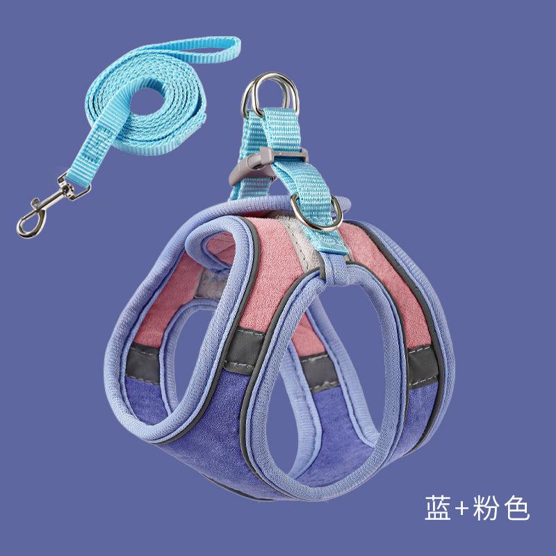 רצועת חזה לחתול אפוד מסוג נושם רשת מחזיר אור הליכה לכלבים קטנים הליכה לחתולים חבל ציוד לחיות מחמד