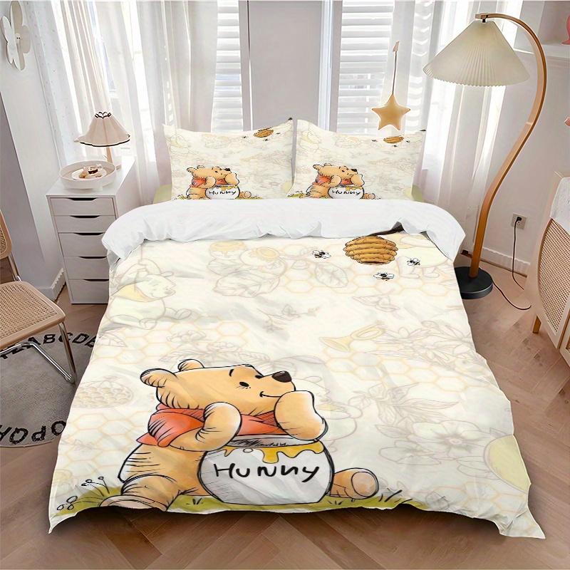 3pcs Winnie the Pooh Hunny Jar Quilt Cover Set - Soft and Cozy Bedroom, Guest Room and Dorm Decorative Bedding 3-Piece Set 1 Quilt Cover + 2 Pill