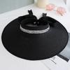 Women's  Summer Foldable Straw Hat Shining Female Big Brim Sun Hats Casual Outdoor Beach Cap Girl Uv Protected Cap Chapeau Femme
