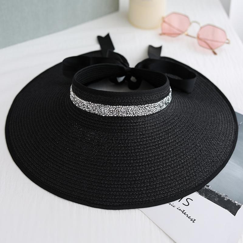 Women's Summer Foldable Straw Hat Shining Female Big Brim Sun Hats Casual Outdoor Beach Cap Girl Uv Protected Cap Chapeau Femme