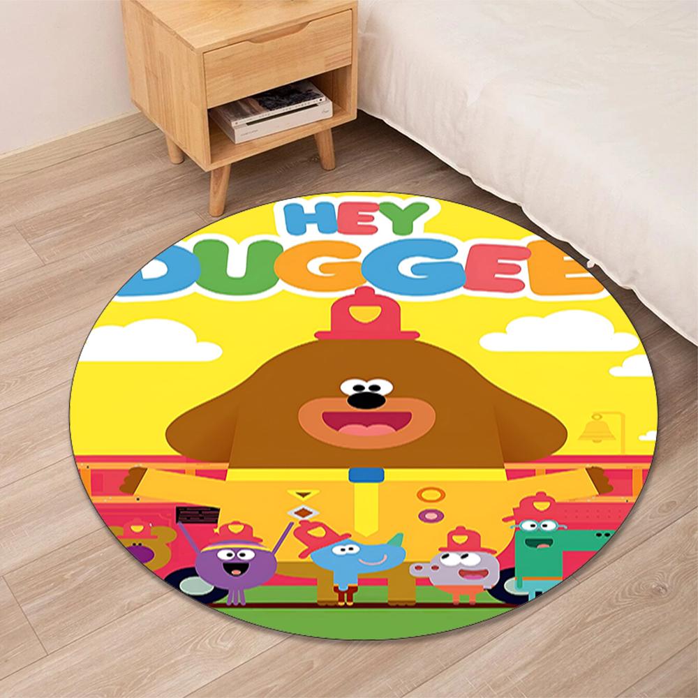 Hey Duggee Printed Round Rug Carpet Chair Rug Area Rug Entryway Doormats,for Office Chair Living Room Bedroom Kitchen Room.