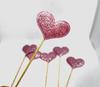 100pcs Glitter Pink Heart Cake Toppers Heart Cupcake Toppers Valentine's Day for Sweet Love Theme Wedding