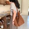 Suede Retro Commuter Tote Bag Women's Logo Autumn and Winter Shoulder Bag Women's Versatile Large-capacity Plush Bag