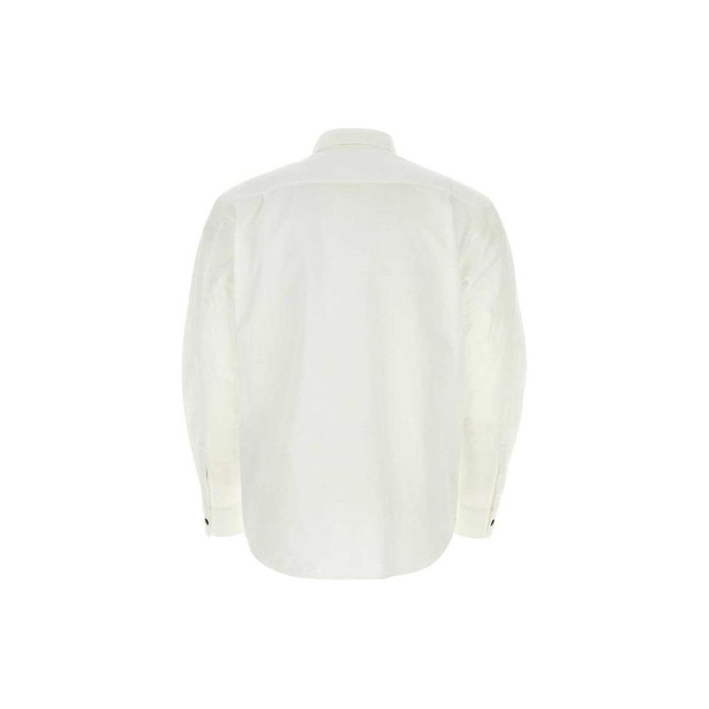 Stone Island Button-Down Collar Letter Print Long Sleeve Shirt Men shirts White 801511701-V0001