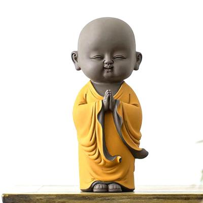 Neue Namaste Buddha Mönch Statue für Heimdeko 25 cm Prunkstück Kleine Niedliche Lachende Buddha Idol für Wohnzimmer