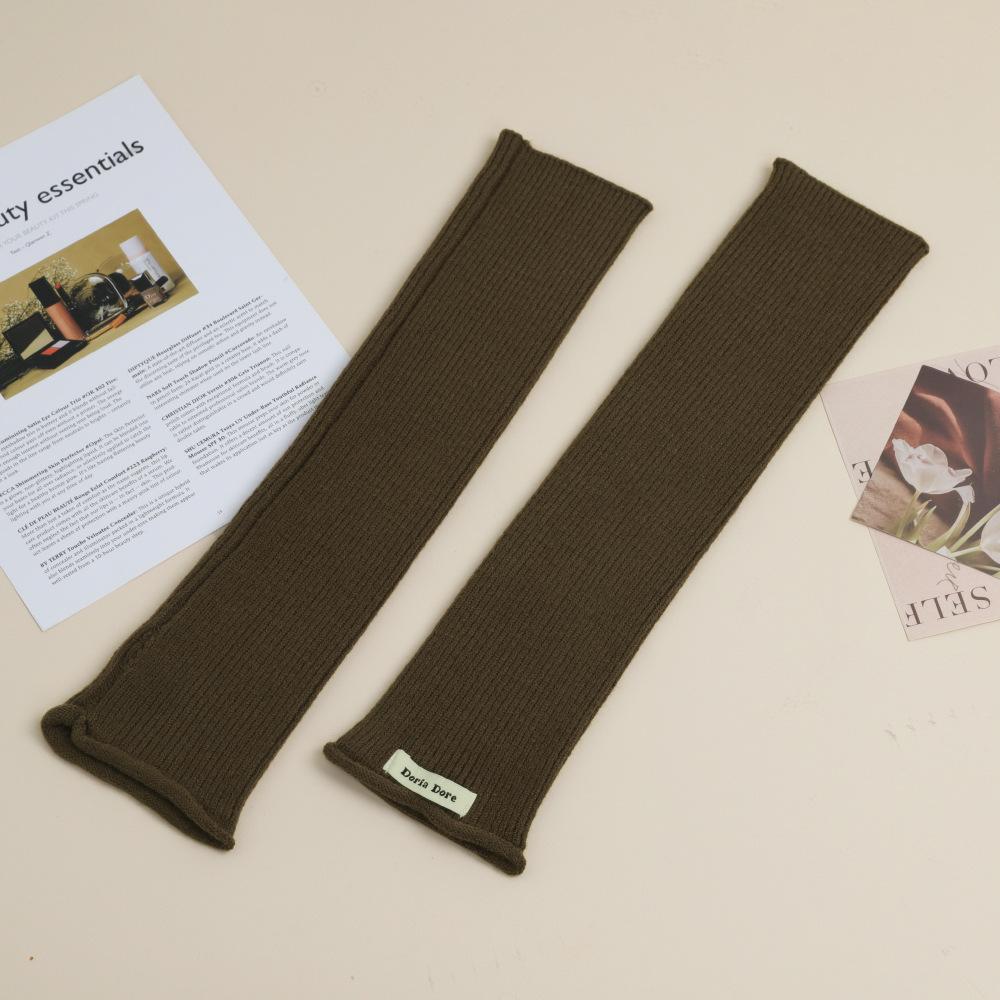 Manchons de Gants Tricotés pour Femmes Automne et Hiver Chaud Couleur Unie Manchons de Mains Demi-Doigts Laine Protège-Poignets Manches Fausse Manches Couvre-Bras