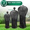 Golf Headcover Set Individual Golf Wood Cover Set for Fairway and Utility Black Set 3-Piece (1FUT) / Driver, Wood, Clubs, (3-Piece (1FH))