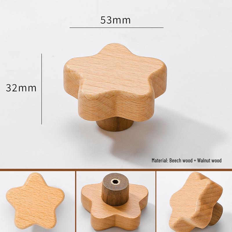 Solid Wood Cartoon Drawer Pull Knob for Children's Room