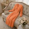 Women's V-Neck Long Sleeve Button-Down Knit Sweater Dress for Autumn/Winter